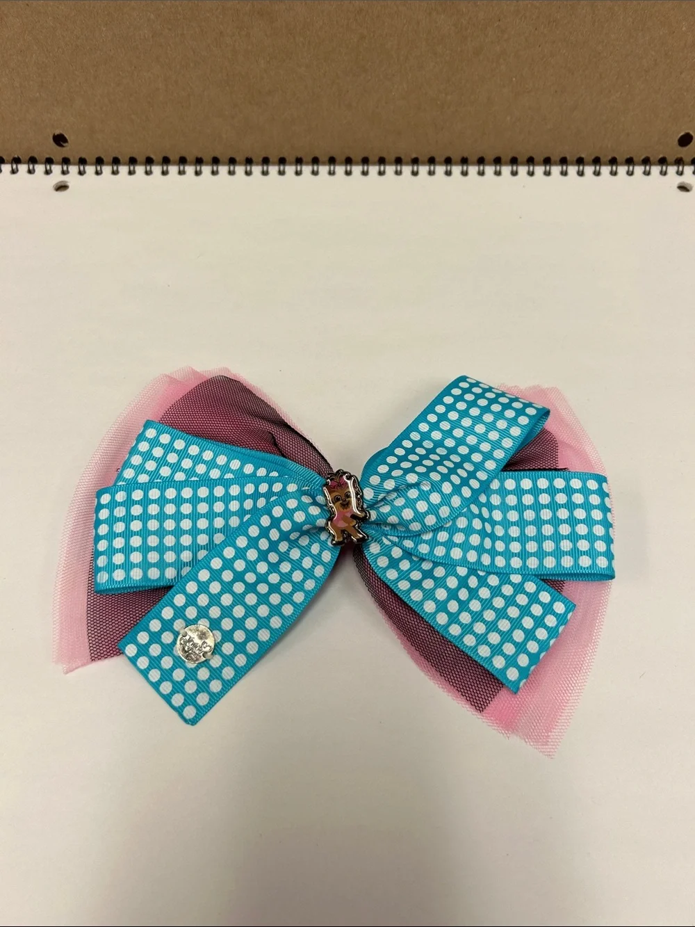 JoJo Siwa Turquoise Polka Dot & Pink Layered Bow Hair Clip